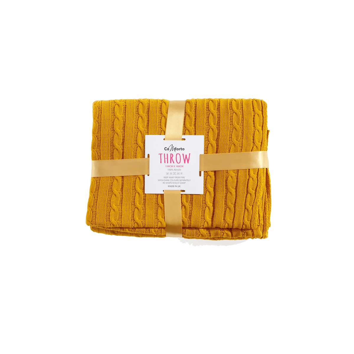 Mustard Cable Knit Blanket NOTJUST