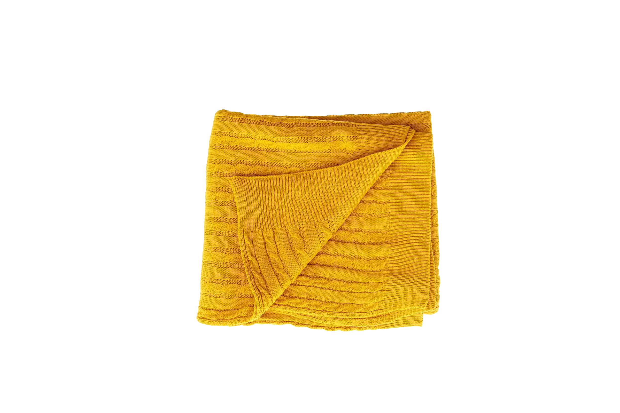 Queen's Mustard - Cable Knit Blanket - notjust