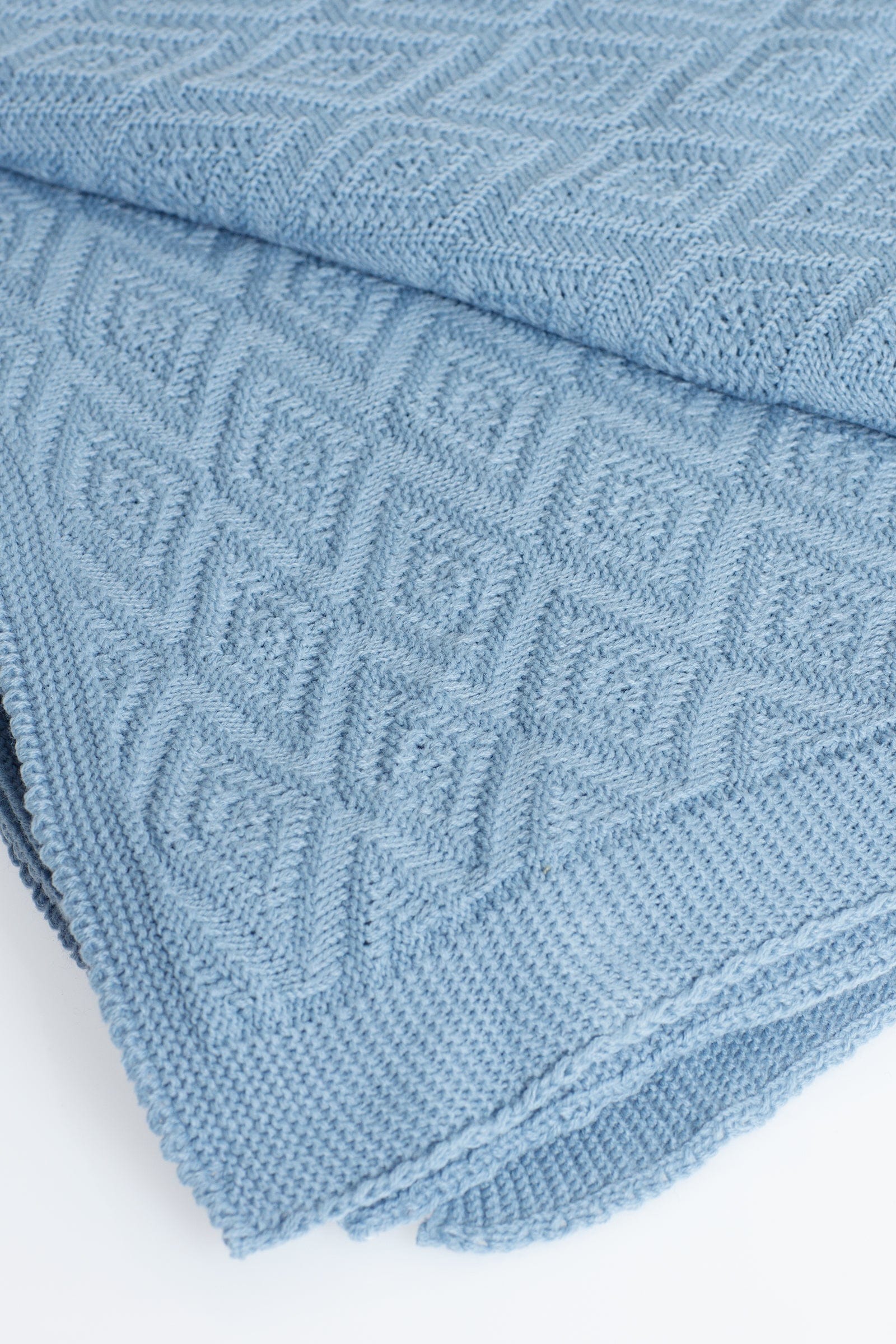 Dusty Blue - Diamond Stitch Blanket - notjust