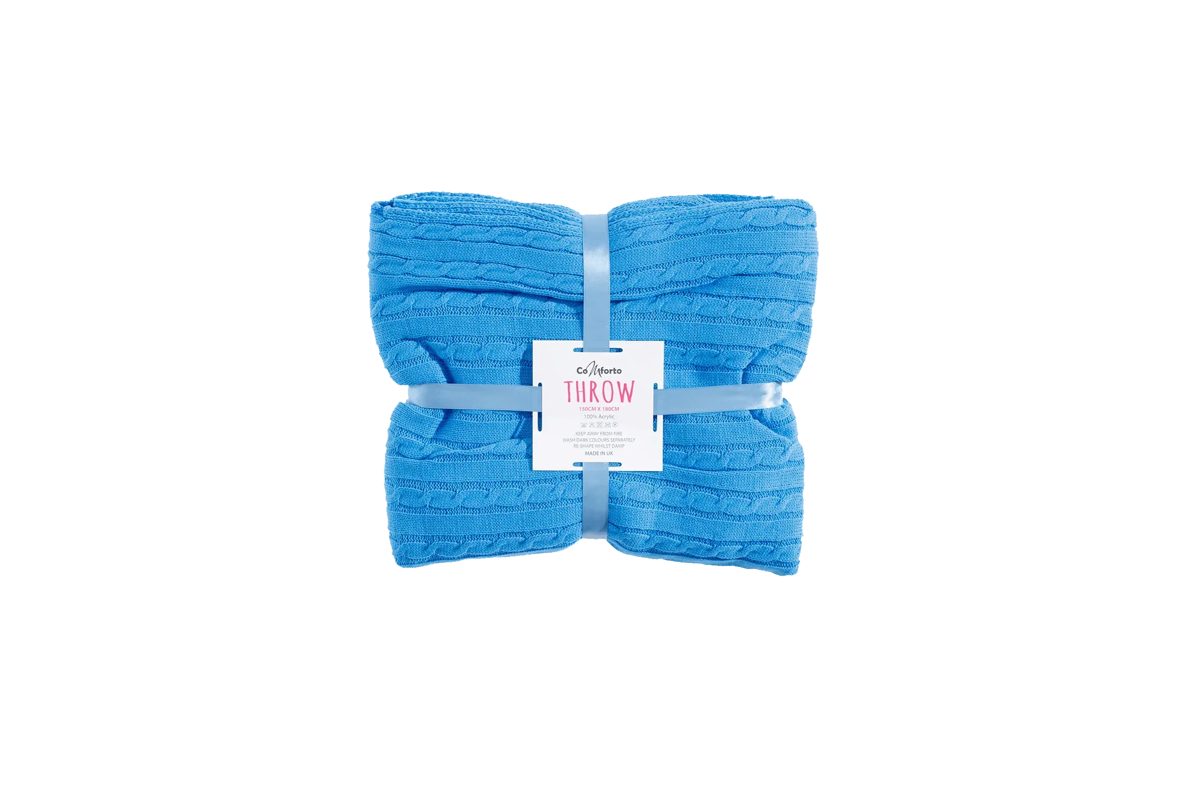 Blue - Cable Knit Blanket - notjust