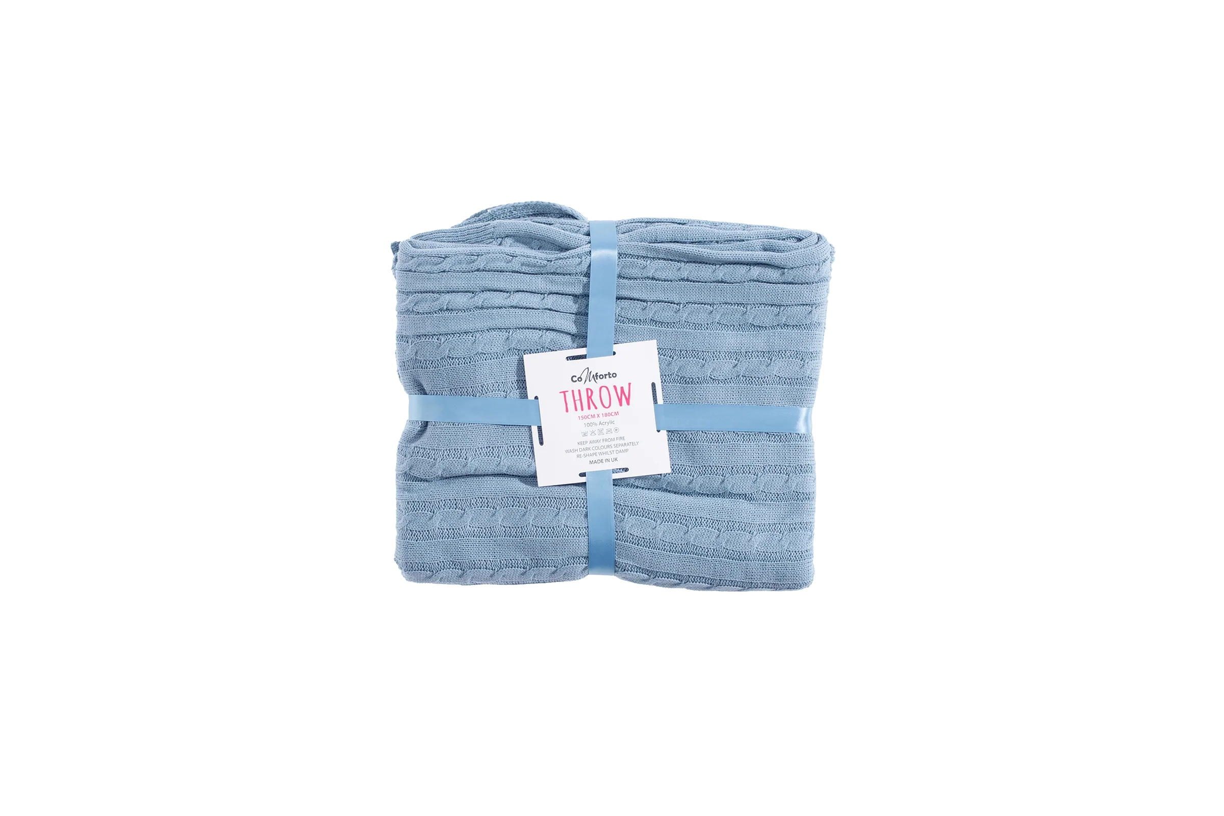 Dusty Blue - Cable Knit Blanket - notjust